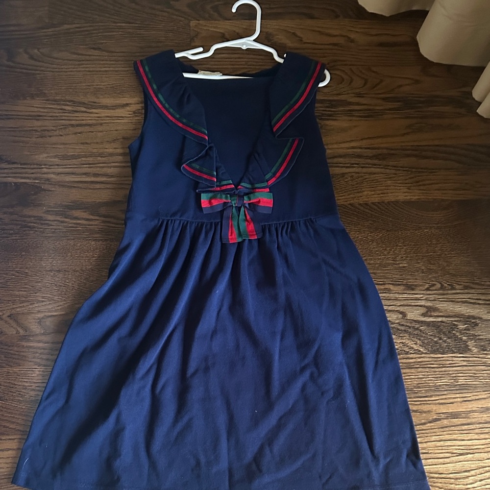 Gucci Navy Dress with Red and Green Trim